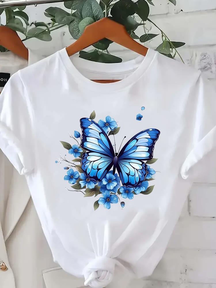 New store openingButterfly 90s Trend Short Sleeve Clothes Tees Clothing Fashion Ladies Popular Casua