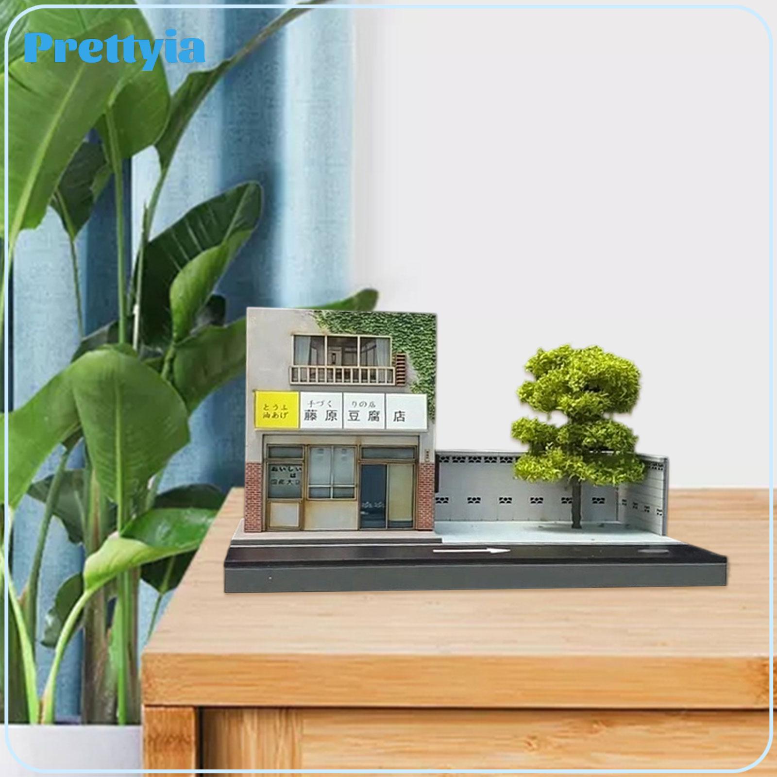 Prettyia 1:64 Scale Japanese Tofu Shop Model Diecast Car Model Display Box DIY Diorama Desktop Ornament Building Collection with Light ราคา 1,364 บาท*ส่งฟรี