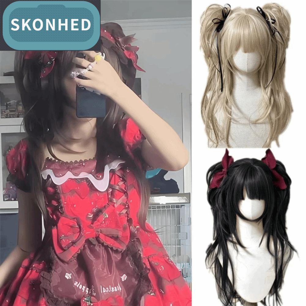 SKONHED บลอนด์ วิกผมลอนยาวแบบโลลิต้ามีหน้าม้า วัสดุสังเคราะห์ คอสเพลย์ วิกผมหางม้าคู่ น่ารัก ธรรมชาติ วิกผมฮาโลวีนคริสต์มาส สาว ราคา 652 บาท*ส่งฟรี