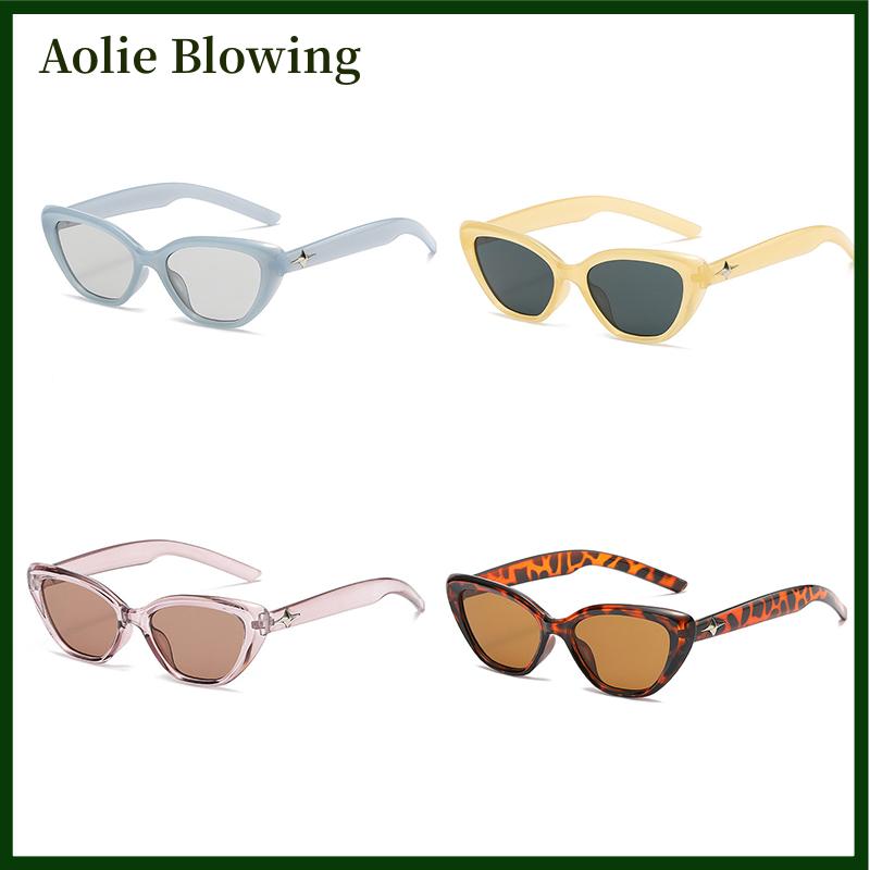 Aolie Cổ điển tam giác Mèo Mắt Sao Kính mát thời trang khuôn mặt nhỏ Kính mát cho phụ nữ rắn màu Sun kính che nắng kính mát