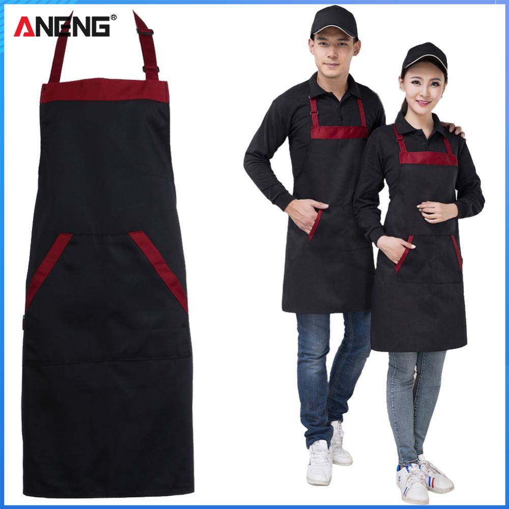 【Aneng】 Bộ Tạp dề đầu bếp 4 món sành điệu yếm nhà bếp chịu lực cao màu đỏ đen để nấu ăn và nướng thịt thích hợp cho nhà hàng và sử dụng tại nhà