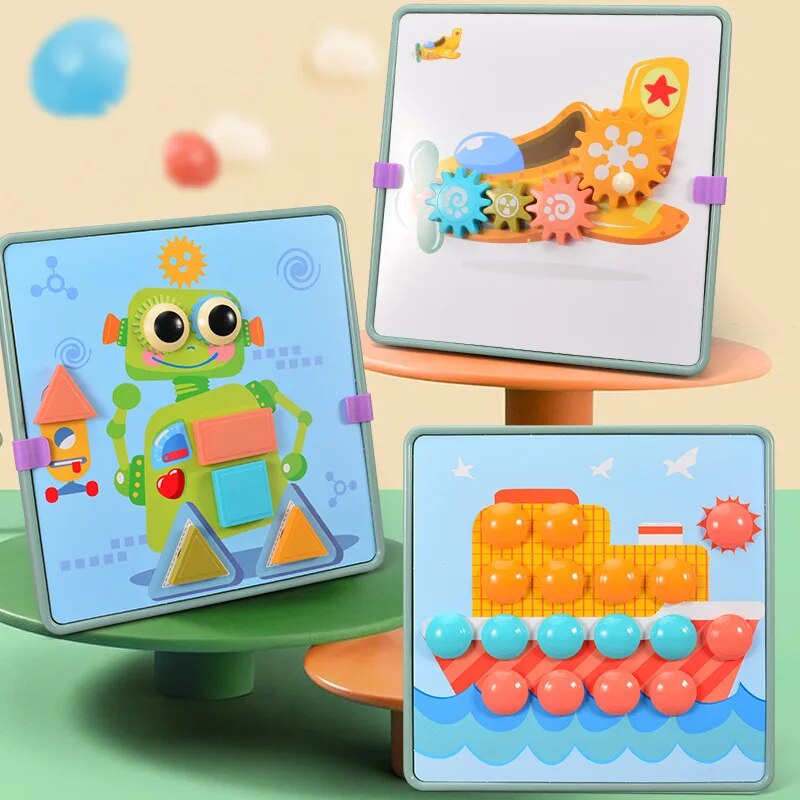 Đồ chơi Montessori cho trẻ em giáo dục học tập nghệ thuật sáng tạo Câu Đố trẻ em Đồ chơi lớn PEG khảm bảng thông minh Ganes đồ chơi trẻ em