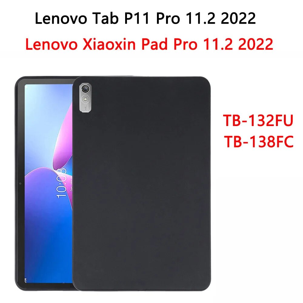 Silicon mềm vỏ cho Lenovo xiaoxin Pad Pro Tab P11 Pro 11.2 2022 TB-132fu TB-138FC linh hoạt Vỏ máy tính bảng đen funda