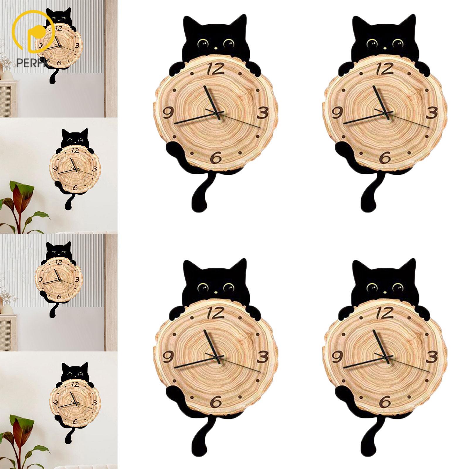 Cat Wall Clock Gifts No Ticking Large Arabic Numerals Easy to Read Wall Decor for Kitchen Bathroom Office Kid’S Room DEN ราคา 2,234 บาท*ส่งฟรี