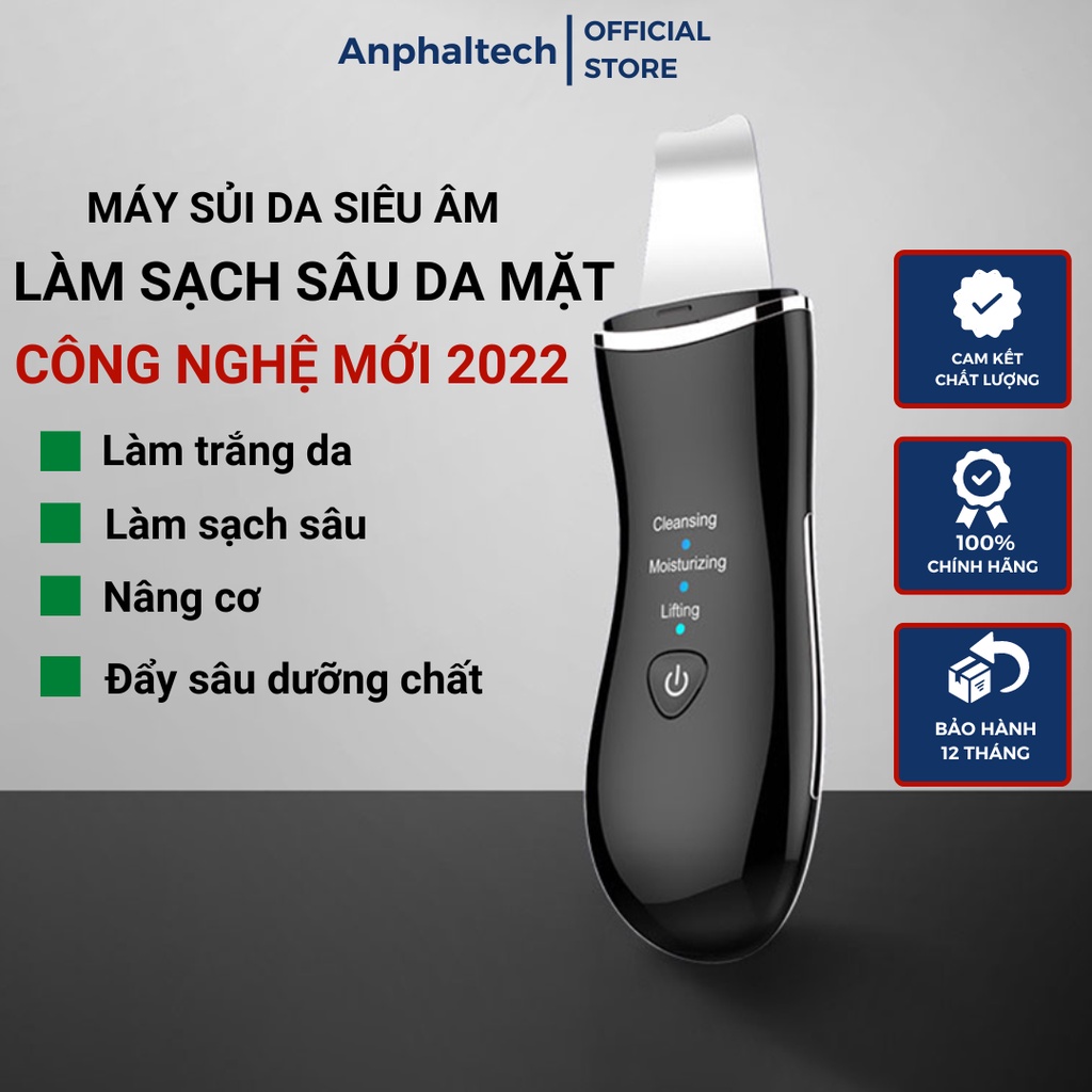 Máy cà da, máy sủi da, tẩy da chết, làm sạch da mặt, máy đẩy mụn cám mụn đầu đen ultrasonic shovel-phiên bản mới 2024