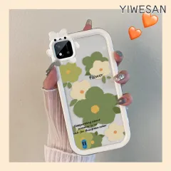 YIWESAN Casing Ponsel untuk Realme C20 C20A C11 2021 Narzo 50i C21 C2 C2s OPPO A1K Case pola bunga hijau berwarna-warni Monster HP kecil lensa kamera lembut casing transparan penutup pelindung Kesing silikon kreatif Softcase