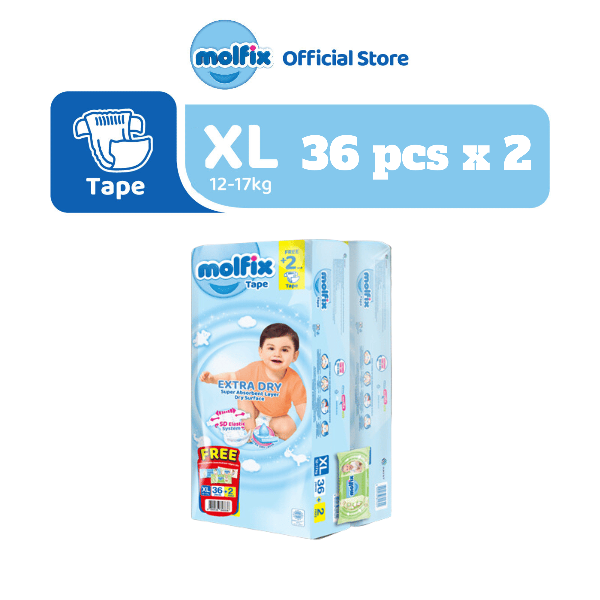 Molfix Extra Dry Tape Twin Pack (Stock Clearance)