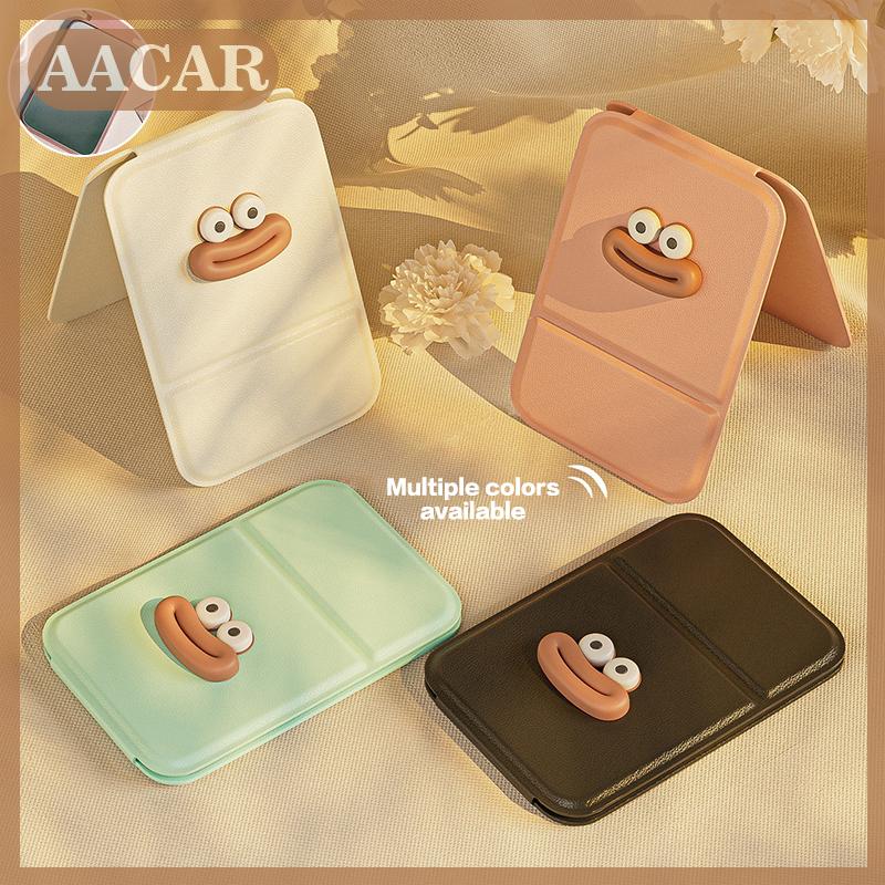 AACAR Phim Hoạt Hình Du Lịch Gấp Trang Điểm PU Chất Lượng Cao Xách Tay Túi Trang Điểm Gương Duy Nhất Bên Phụ Nữ Sáng Tạo Màu Rắn Xử Lý Bàn