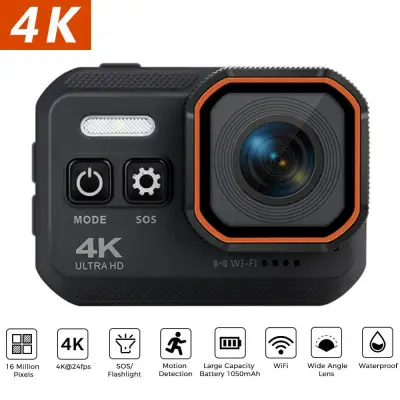 4K Action Camera Ultra HD 16MP 24fps 2.0'' LCD Screen WiFi Sports Cam 170D Underwater IP68 Waterproof Video Recording Camcorder