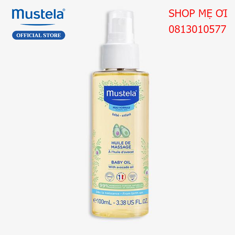 Dầu Massage, Dầu Dưỡng Da Cho Trẻ Sơ Sinh và Em Bé Mustela 100ml - Hàng Pháp