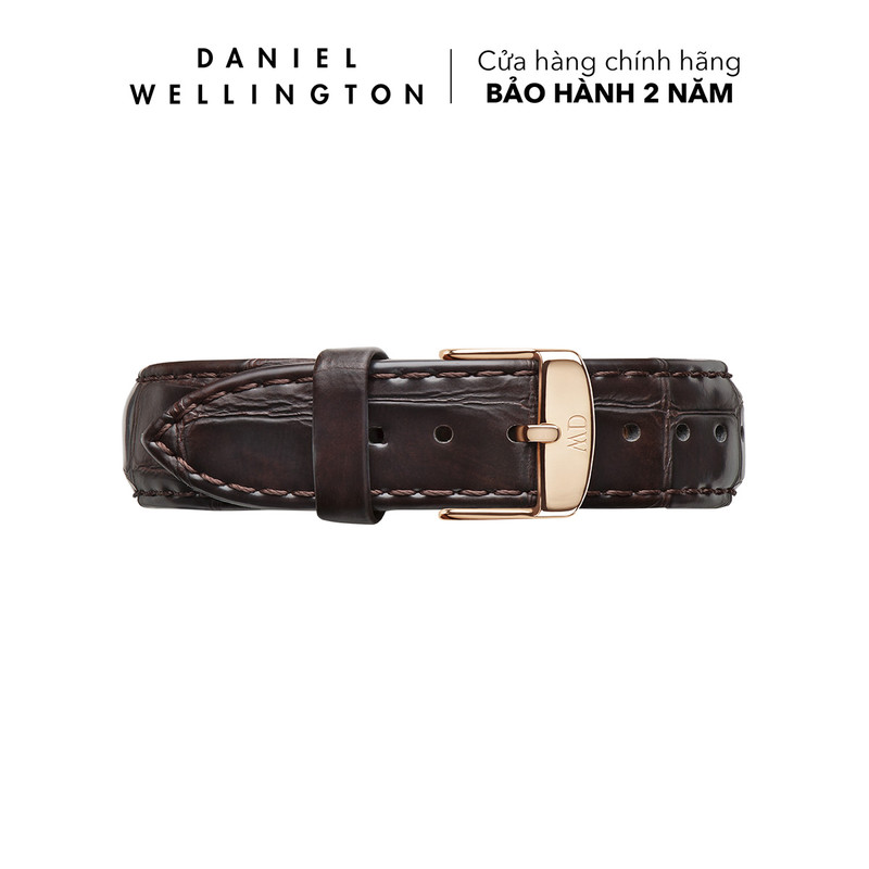 Dây da đồng hồ daniel wellington 18mm khóa màu vàng hồng - cho đồng hồ classic york 36mm - dw00200038