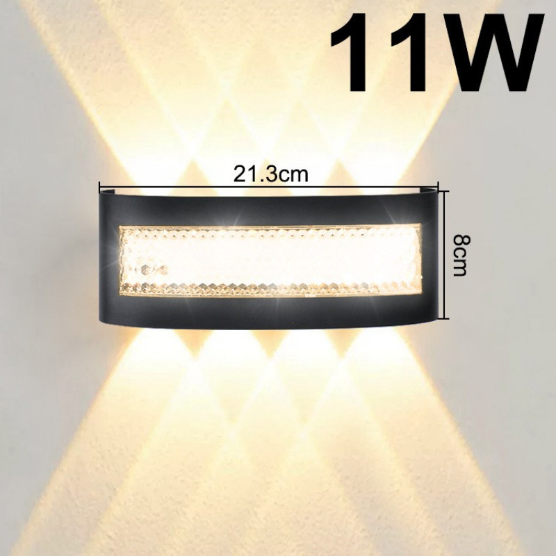 CuddleCove Đèn tường hắt sáng 2 đầu chống nước IP65 7W 9W 11W vỏ nhôm lắp ngoài trời hành lang cầu thang ban công phòng ngủ