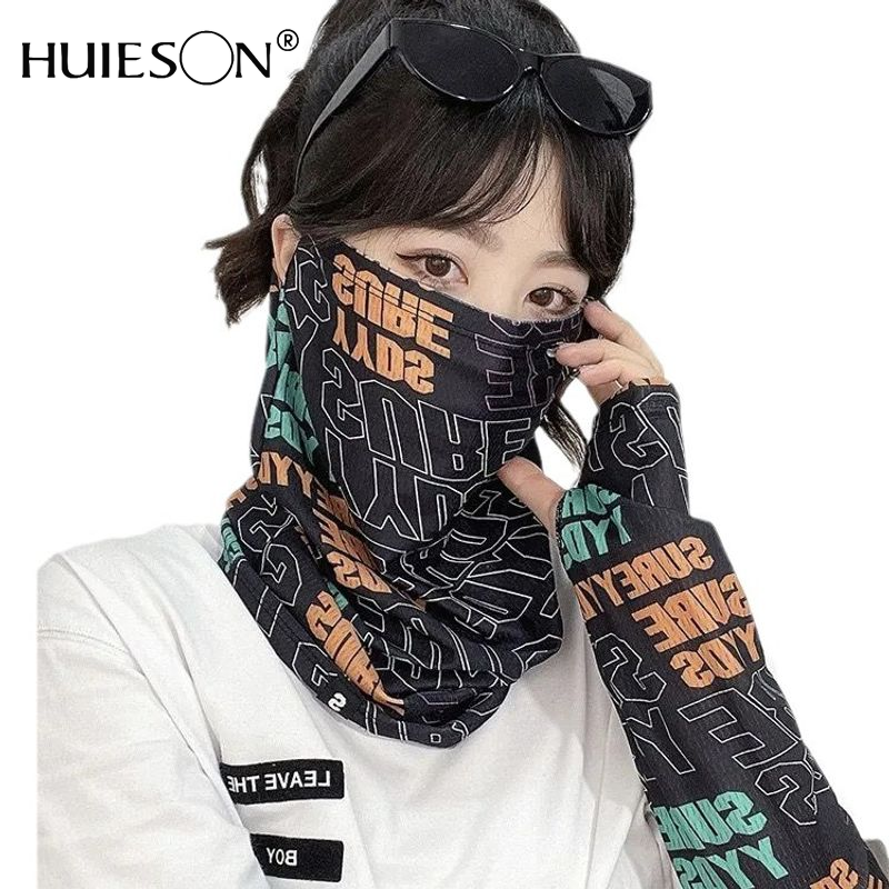 HUIESON Sun Protection Letter Printing Mask and Oversleeve
