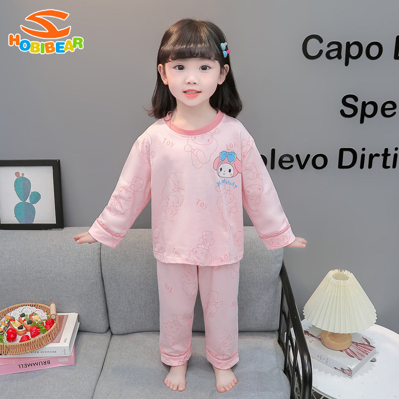 Hobibear Bộ Đồ pyjama cho bé hoạt hình dễ thương cho bé gái, đồ ngủ ấm áp lông cừu mềm với thiết kế chống tĩnh điện, mặc nhà mùa thu đông