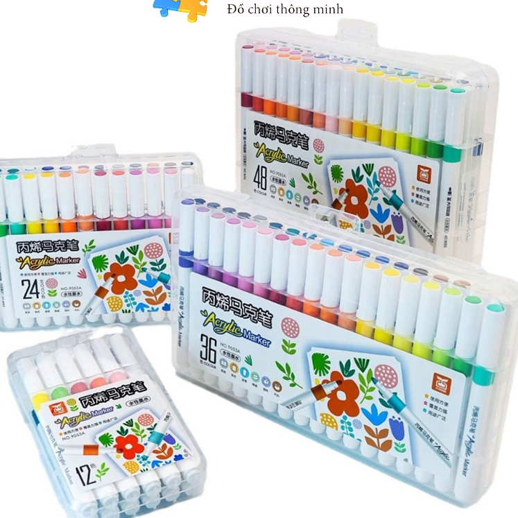 Bút màu acrylic marker 12/24/36/48/60 cao cấp màu sắc tươi sáng - bút lông màu