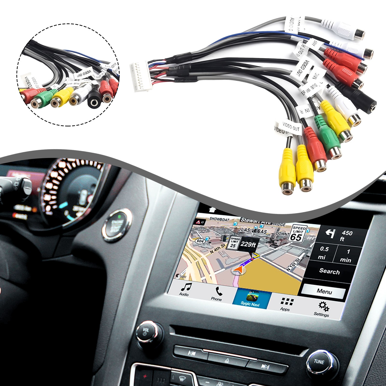 【CARMARTSTORE】 Car Radio Adapter Cable 20 Pin AV Input Output Compatible with Vehicles