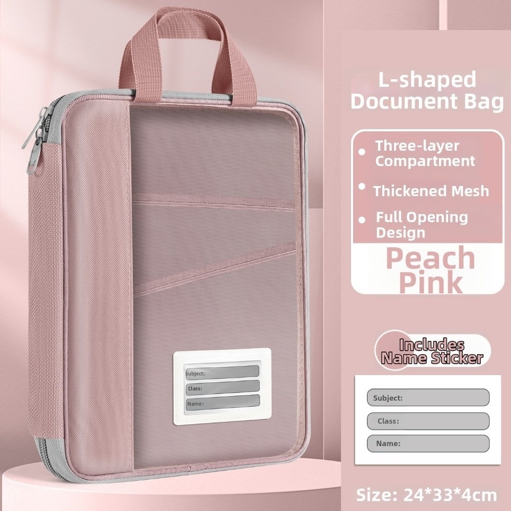 PENGONG Transparent A4 Document Bag Large Capacity Zipper-Type Large Opening File Bag Study Bag Multifunctional Student Book Bag Office