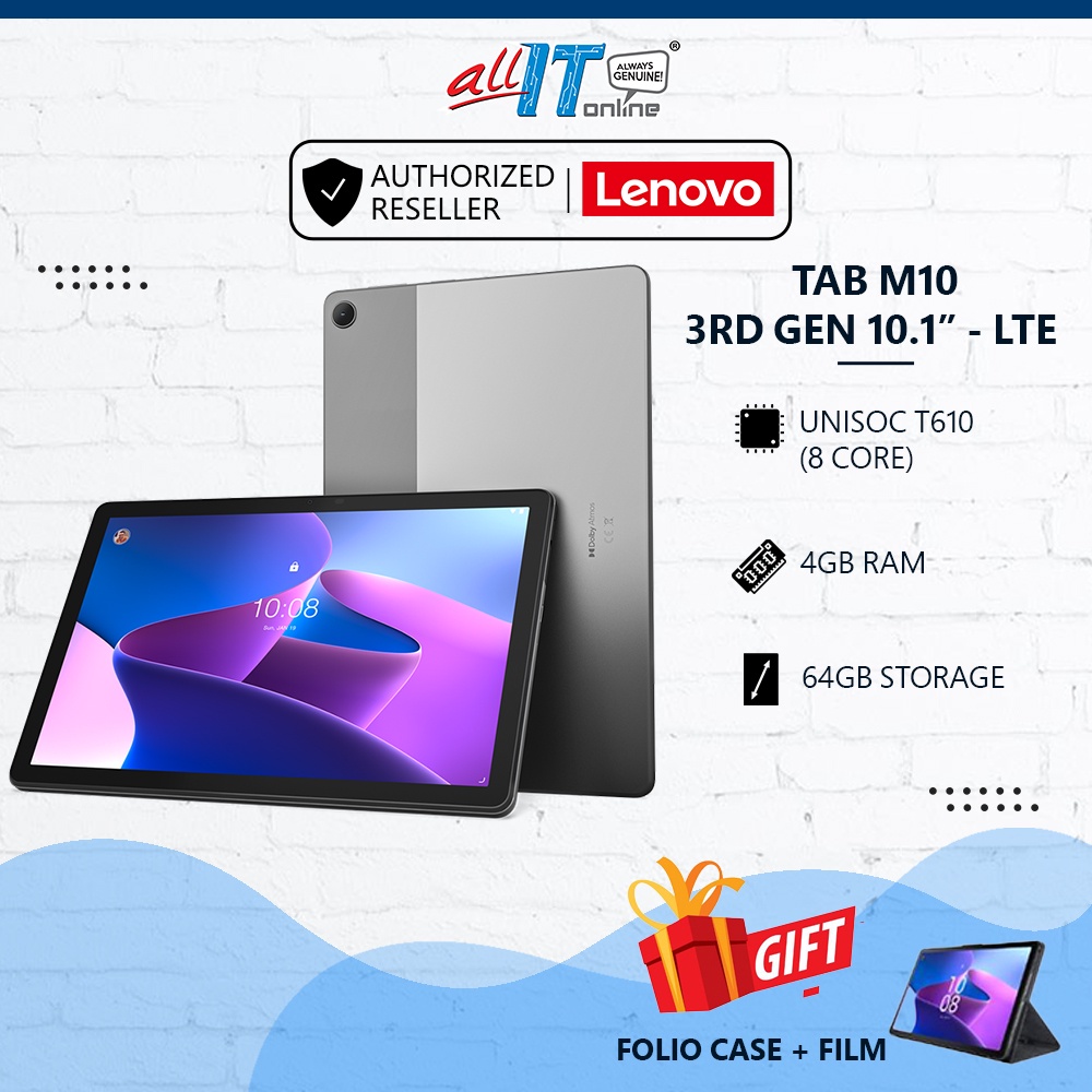 Lenovo Tab M10 Plus Tablet, FHD Android Tablet, Octa-Core Processor, 128GB Storage, 4GB RAM, Dual Speakers, Kid Mode, Face Unlock, Android Pie, Iron