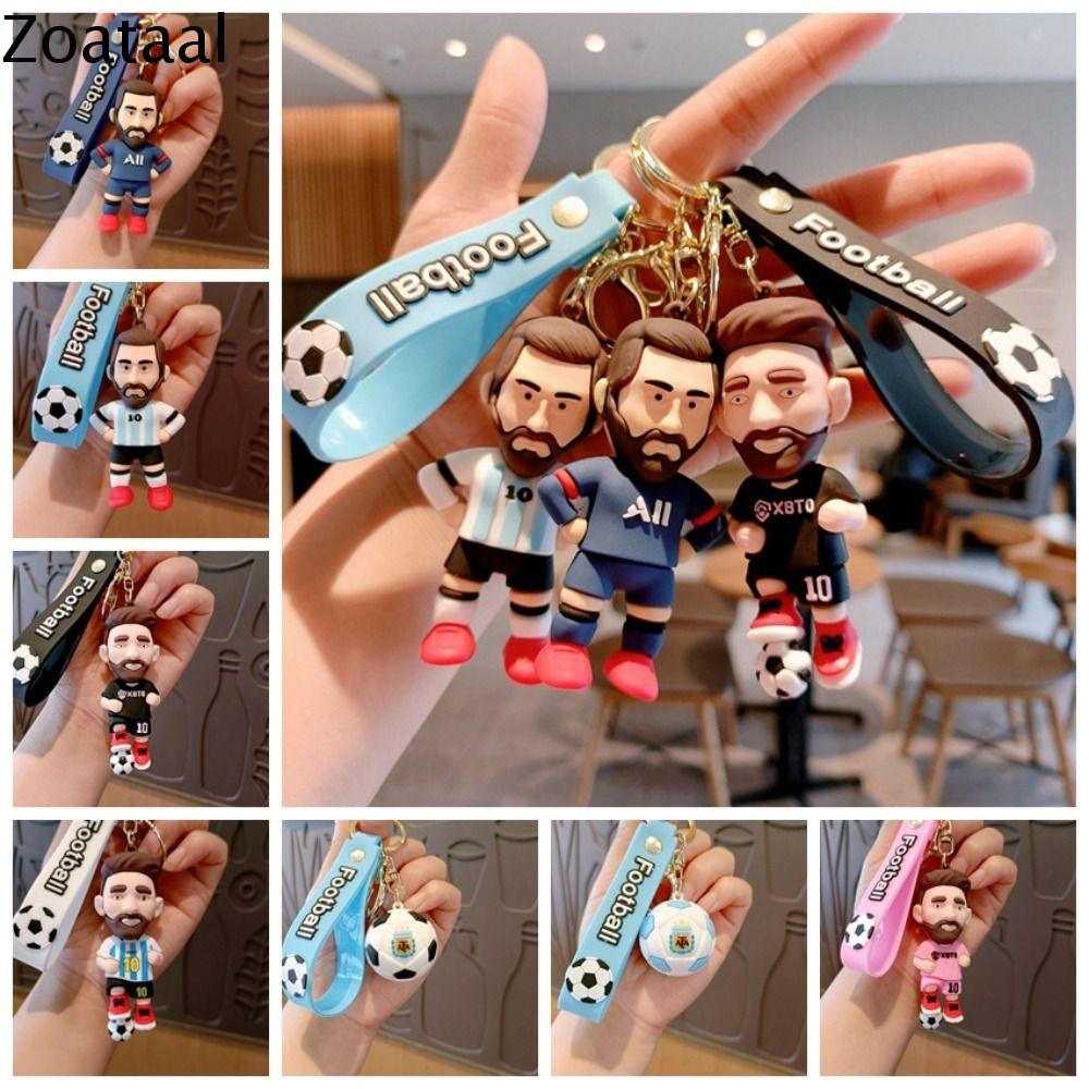 ZOATAAL 3D Móc khóa bóng đá Messi Hoạt hình Ngôi Sao Bóng Đá Móc Chìa Khóa Bóng Đá Móc chìa khóa xe 