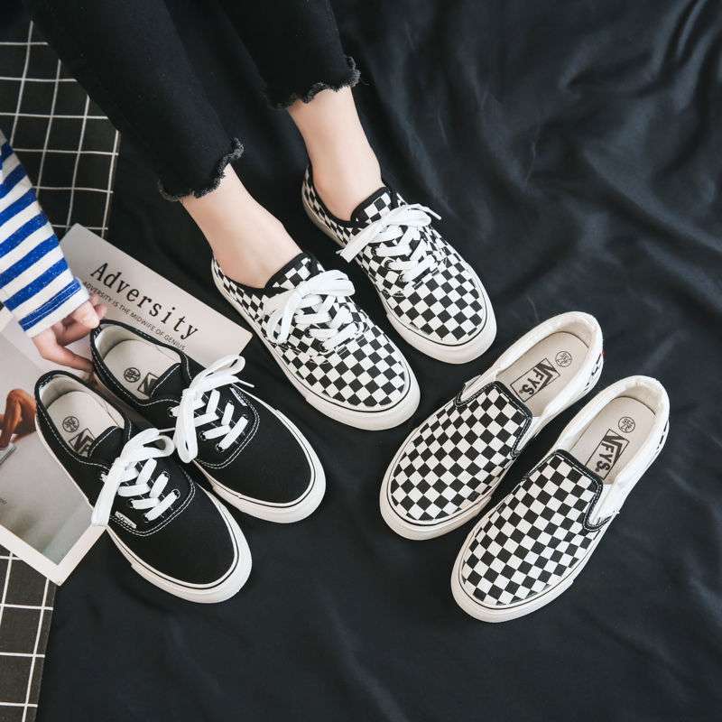 White deals checkered shoes