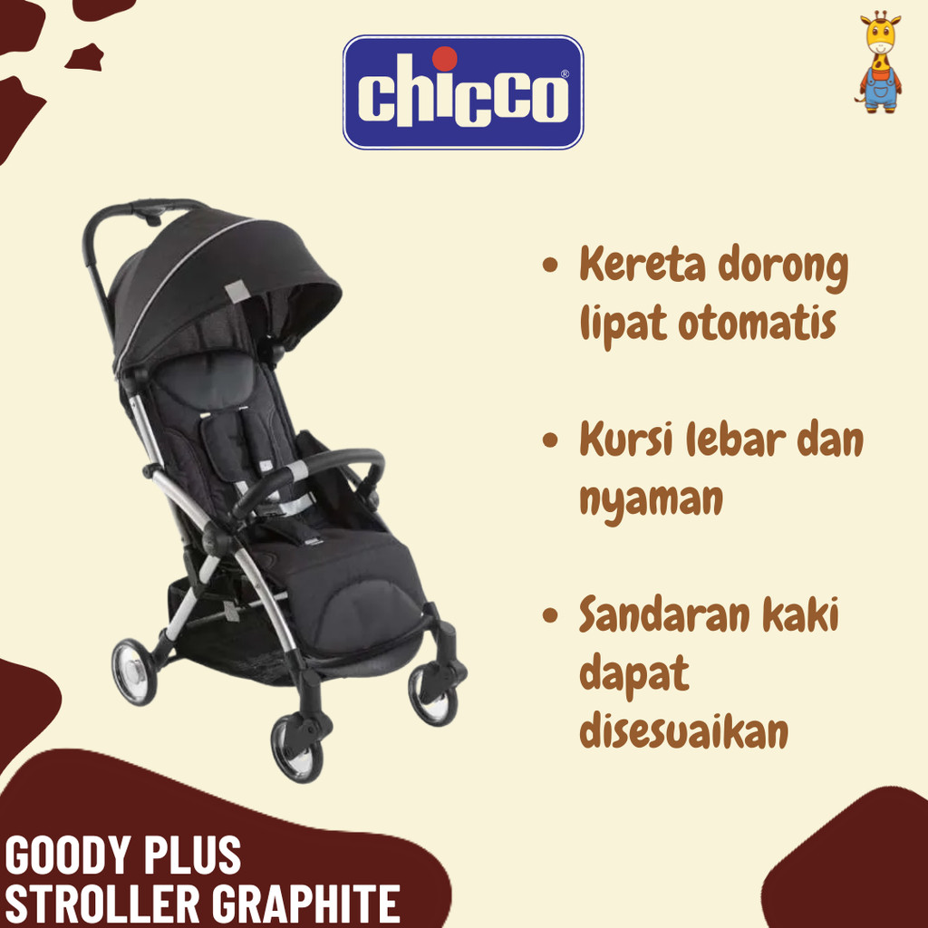 CHICCO Goody Plus Stroller Graphite/Aero WE - Cabin Size Stroller / Stroller Kabin / Kereta Bayi / Kereta Dorong Bayi