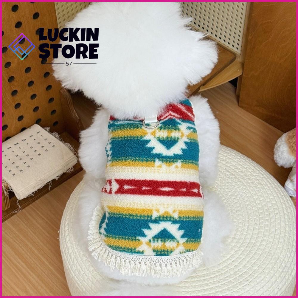 TREND 57SHOP Thiết kế dễ thương Áo len cho thú cưng Mẫu sắc tộc Ấm cúng Áo vest cho chó con Chất liệu ấm áp Quần áo thú cưng Mùa đông