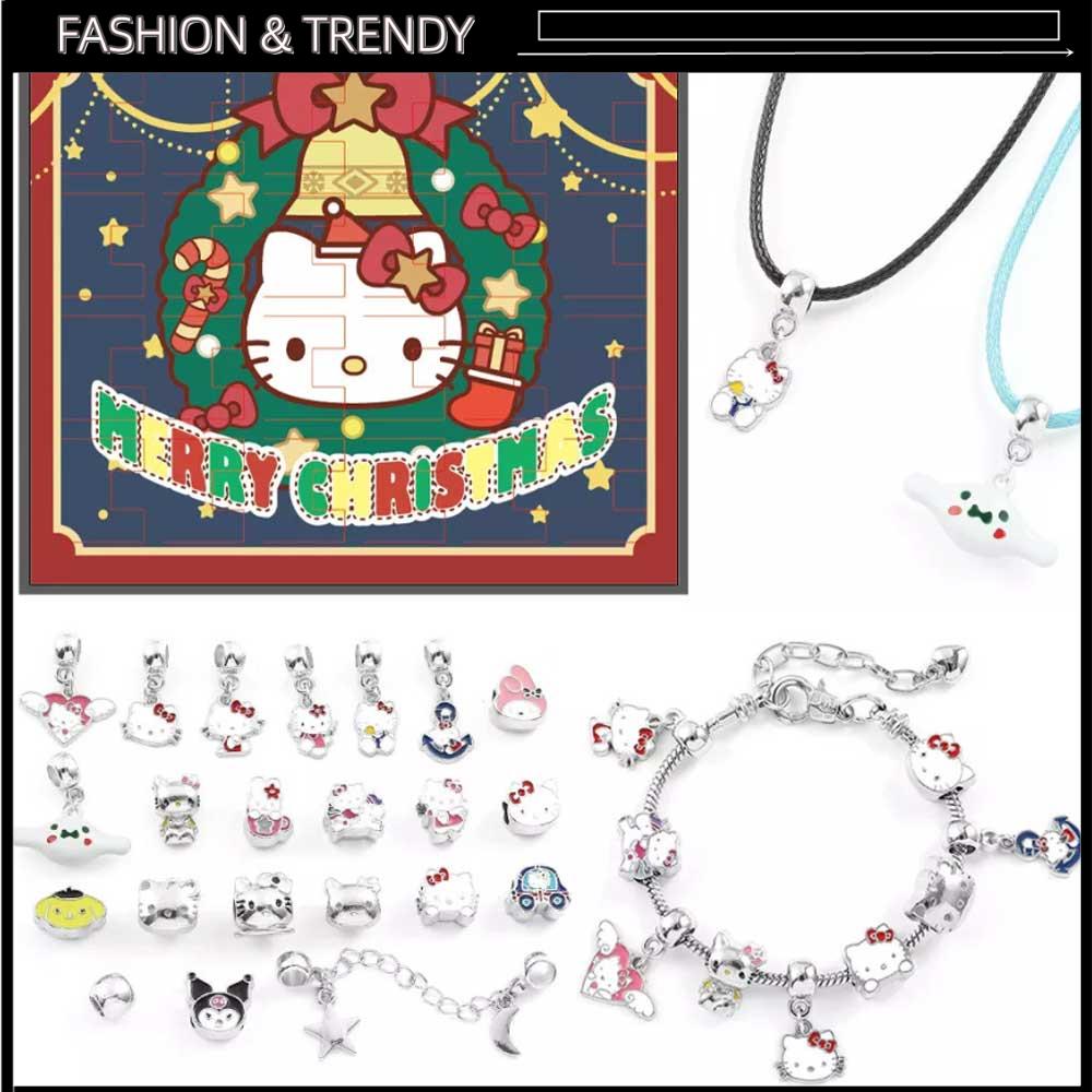 Kitty Cat Christmas Advent Calendar 2024 Countdowns Diy Bracelet Charm Beads Ornaments Xmas Surprise Gifts for Girls