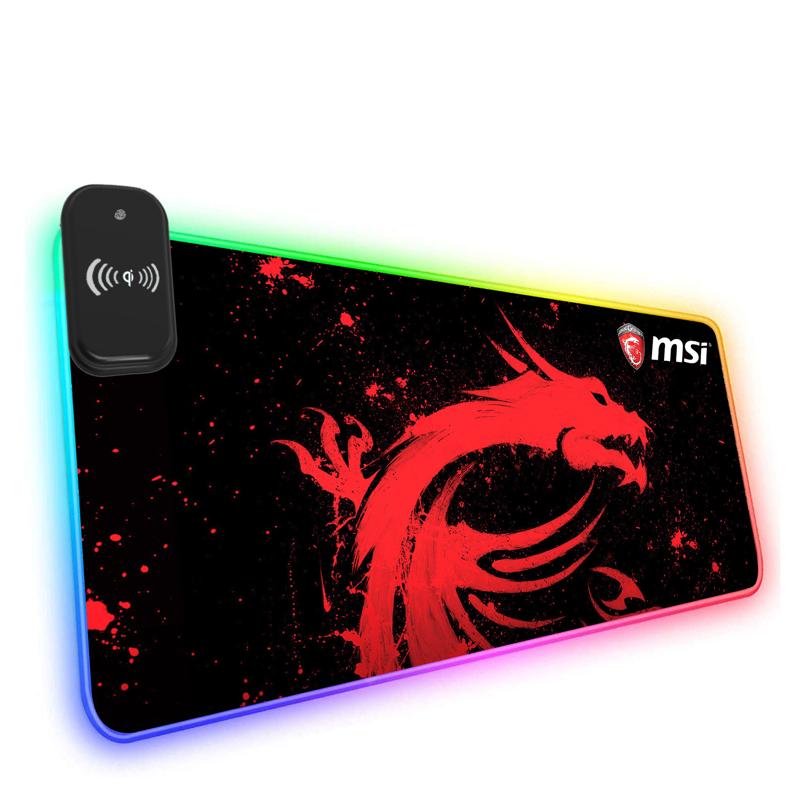 Xin Yi Fu MSI Rồng Đỏ eSports quán net may viền lớn RGB không dây Chuột sạc Miếng Bọc Cạnh Bàn tự là