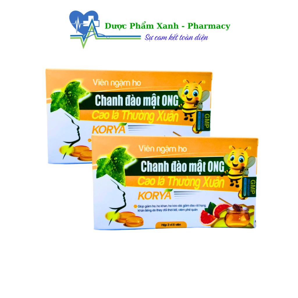 Kẹo ngậm ho Chanh Đào Mật Ong Korya Giúp giảm ho - Hộp 24 viên