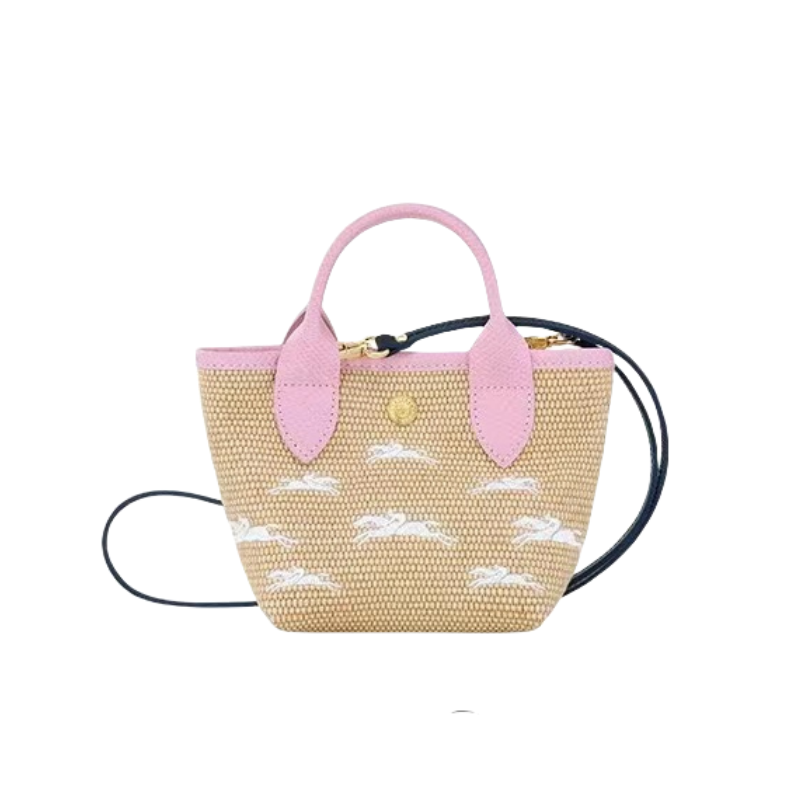 Pháp Longchamp Túi xách nữ Le panier pliage Túi Xách Vải dệt Túi đeo vai nhỏ logo thêu Lady Tote Longchamp Túi xách nữ Longchamp Túi