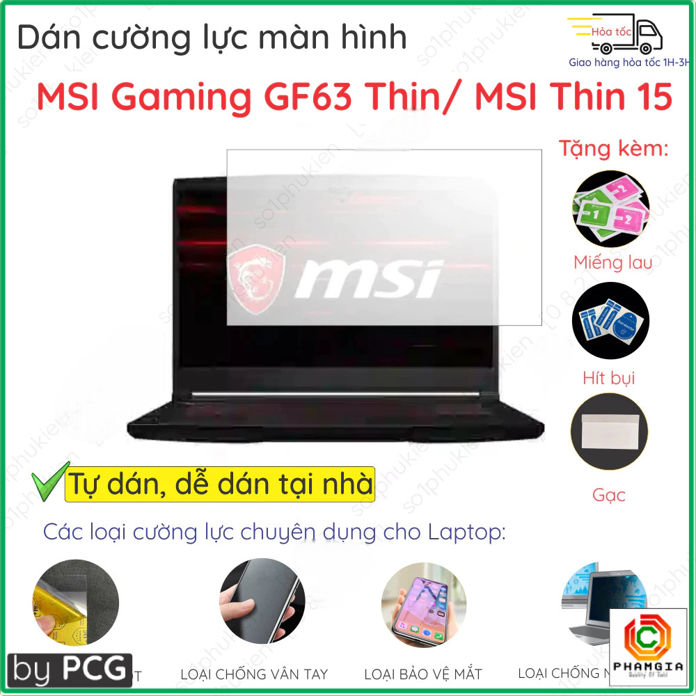 Dán màn hình cường lực dành cho laptop MSI Gaming GF63 GF65 GF75 Thin 11SC 10SER 10SCxxx 10SDxxx 10SCSR 9RCX 11UC 12UC 15 B12UC B13UC