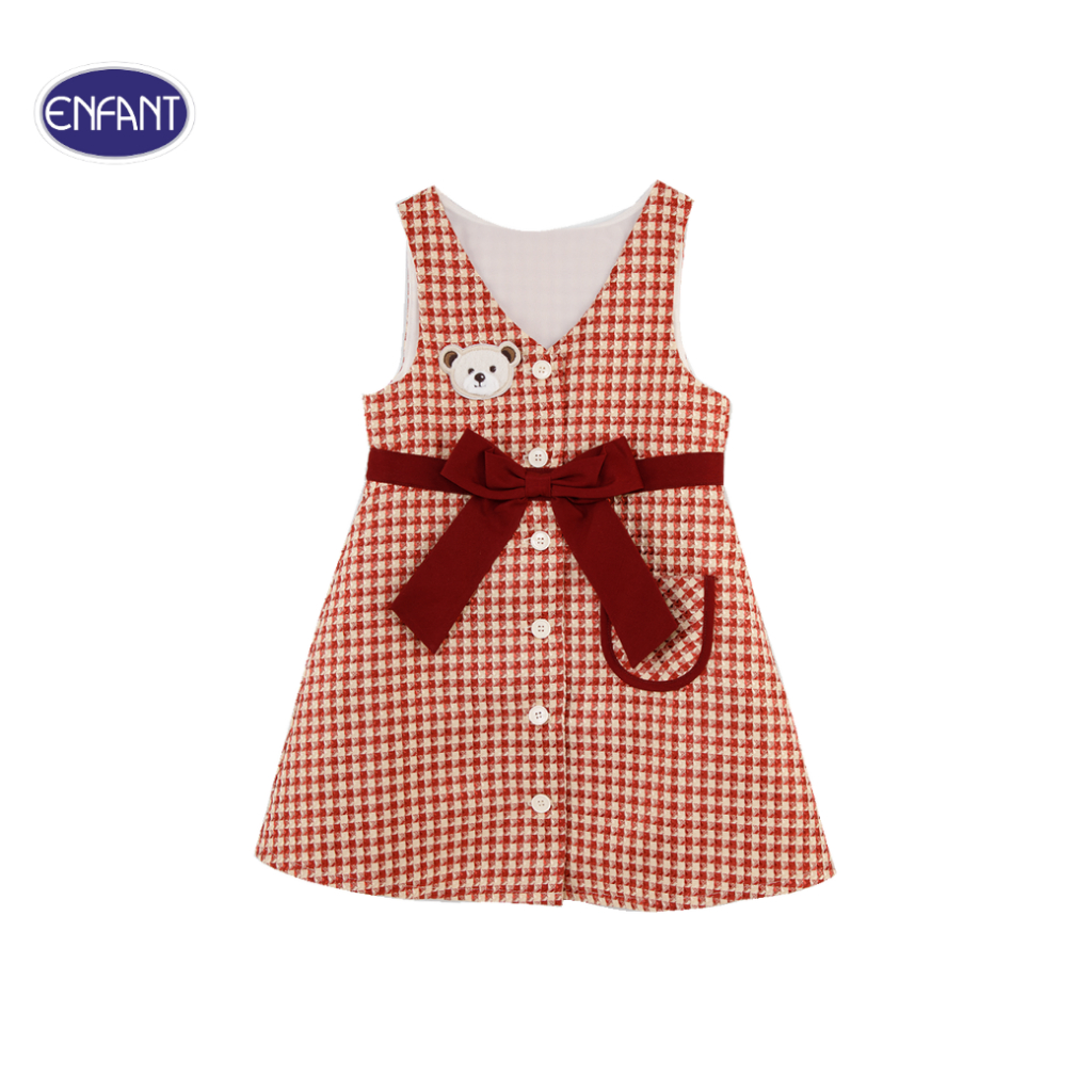 ENFANT (อองฟองต์) ชุดเสื้อยืดแขนถ้วย + กระโปรงลายสก็อต สำหรับเด็ก 6 เดือน - 8 ปี ลายสก็อต ผ้าคอตตอนผสมสแปนเด็กซ์ สีแดง ราคา 1,190 บาท*ส่งฟรี