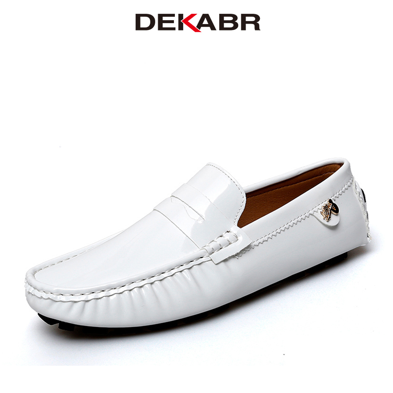 DEKABR New Men Casual Shoes Slip-on High Quality Pu Leather Glossy Loafers Fashion Footwear Designer Breathable Driving Shoes ราคา 714 บาท*ส่งฟรี