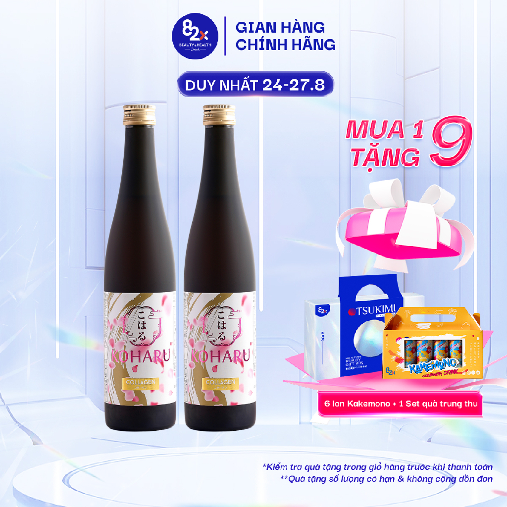 Nước uống đẹp da 82x combo 2 chai koharu collagen nhật bản 84.000mg collagen peptide