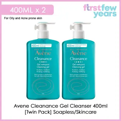 Avene Cleanance Gel Cleanser 400ml [Single/Twin Pack] - First Few Years, Soapless/Skincare - For Oily and Acne prone skin