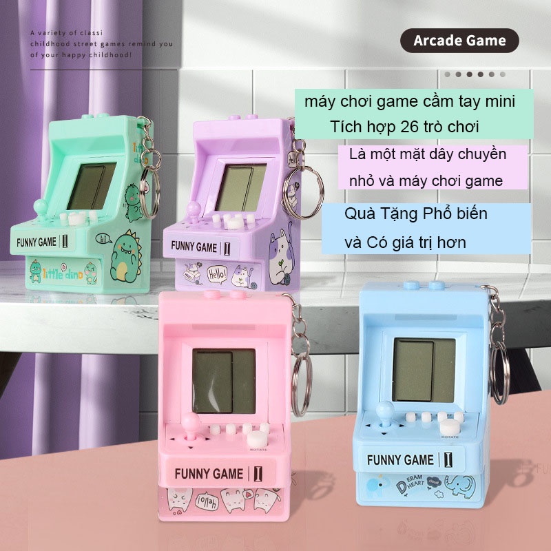 Máy chơi game mini cầm tay có móc khóa cho bé máy chơi game xếp hình dễ thương