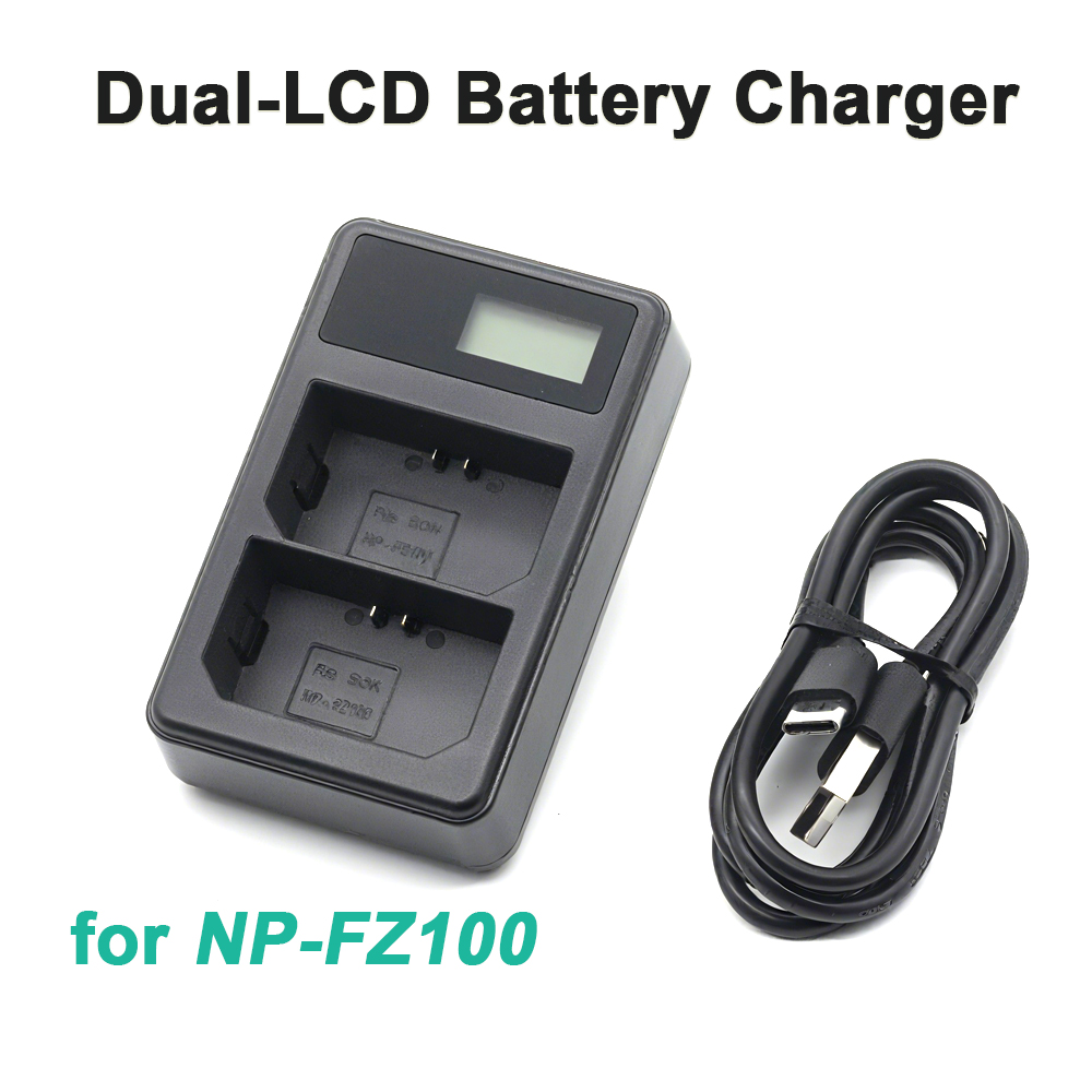 NP-FZ100 Battery Charger Dual LCD Battery Charger for Sony A7 iii A7 iv A7RIII A7RIV A7C A7Cii FX30 