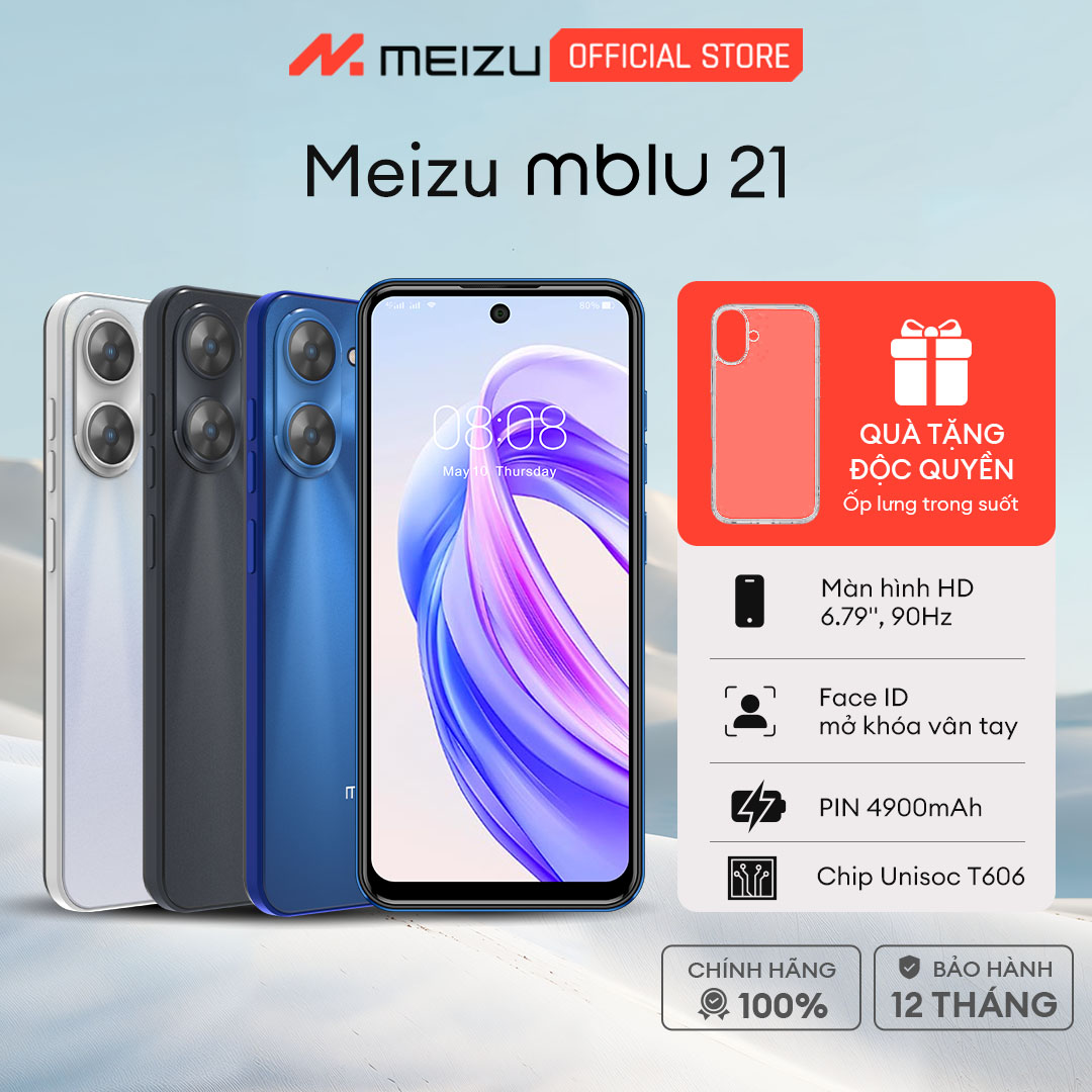 Điện thoại Meizu Mblu 21 | Unisoc T606 | Màn hình HD+ 6.79" | Pin 4900mAh | Loa Kép | Chính Hãng Giá 2,490,000 Đồng*Miễn phí vận chuyển