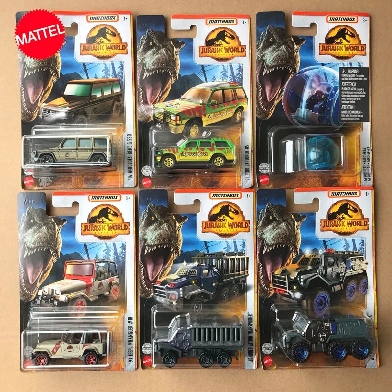 Mattel-car Matchbox Hợp kim nguyên bản cho trẻ em, Jurassic World series