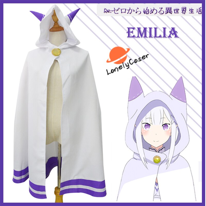 Emilia Cosplay Costume Anime Re Zero Kara Hajimeru Isekai Seikatsu Cloak