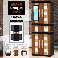 AKAKO ASLI - LEMARI PAKAIAN LEMARI PLASTIK 2 PINTU LEMARI JUMBO MOTIF VIP PAKAI KACA /KODE: LP2P - VIP JUMBO KACA
