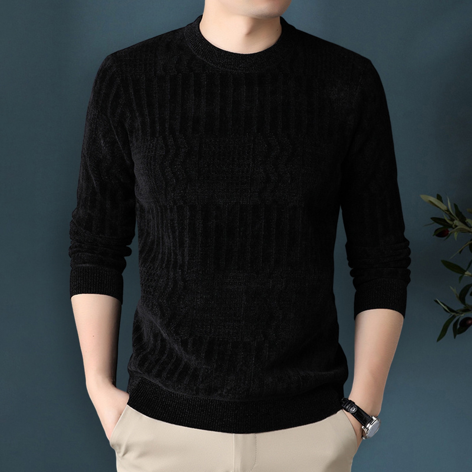 Herren Strickpullover Warm Und Gemütlich Unifarben Für Männer_voghion.com
