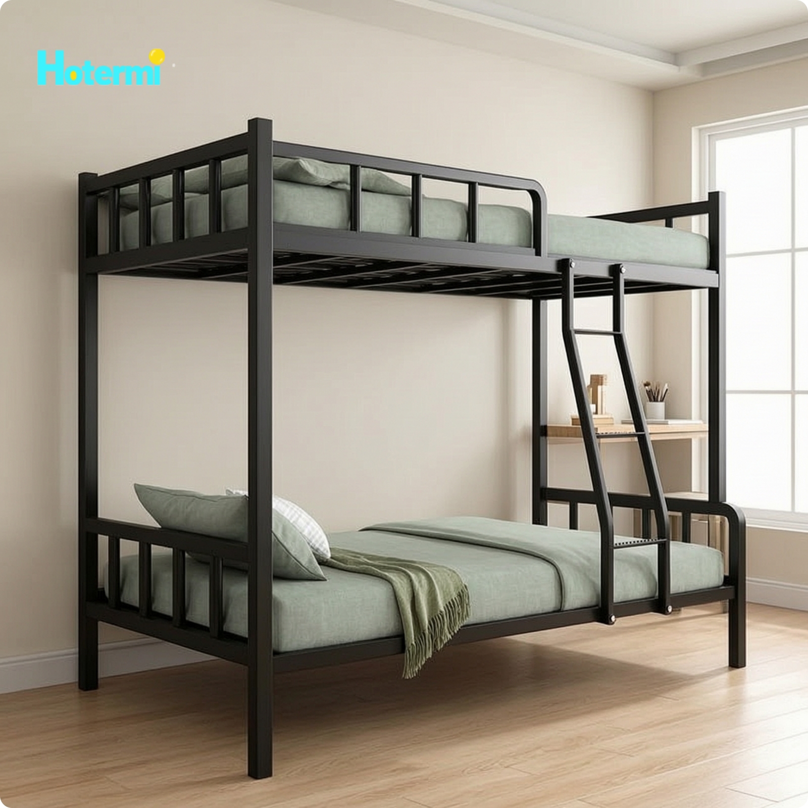 footful Space-Saving Metal Bunk Bed Safe Bunk Bed Frame with Ladder Long-Lasting Furniture Compact for Teens, Students, Shared Bedrooms ราคา 22,006 บาท*ส่งฟรี