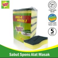 3M Scotch brite 5pcs sabut spons hijau cuci piring ID 30P5
