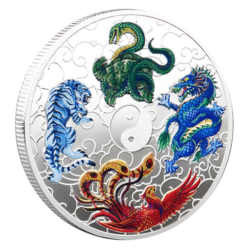 1 PCS Ancient Mythical Creatures Lucky Coin Silver Metal