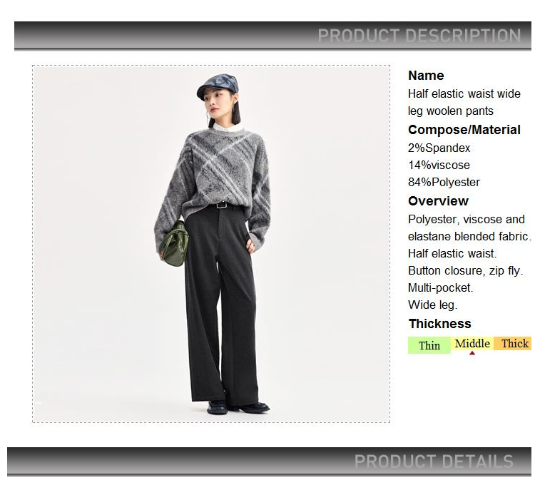 Giordano Women Half elastic waist wide leg woolen pants Free Shipping 18414621 · v2