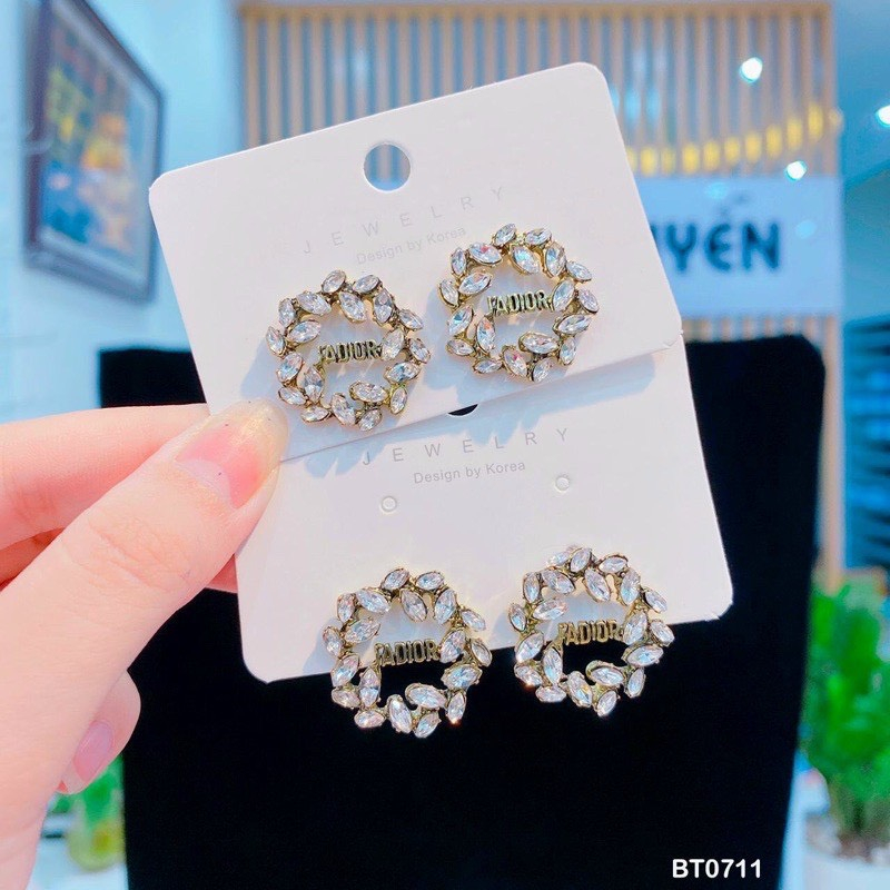 Khuyên tai jadior đính đá Bông tai jadior ngọc xinh phụ kiện trang sức nữ hàng cao cấp sp đẹp Trang Nemo Shop