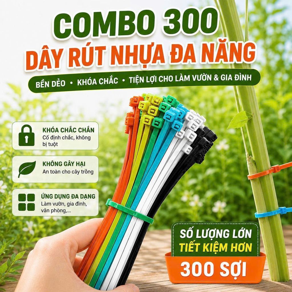 Combo 300 dây rút nhựa đa năng nhiều màu