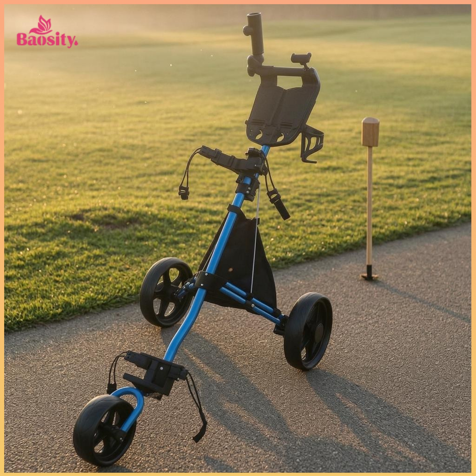 Baosity Aluminum Alloy 3 Wheel Golf Push Trolley Umbrella Holder Foldable Golf Push Trolley ราคา 11,997 บาท*ส่งฟรี