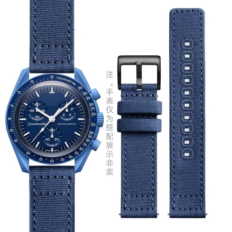 Đai đồng hồ vải bố Nylon cho dây đeo Omega cho swatch formoonswatch ban nhạc 20mm nhanh chóng phát hành Thể Thao Nam Nữ Vòng đeo tay thay thế